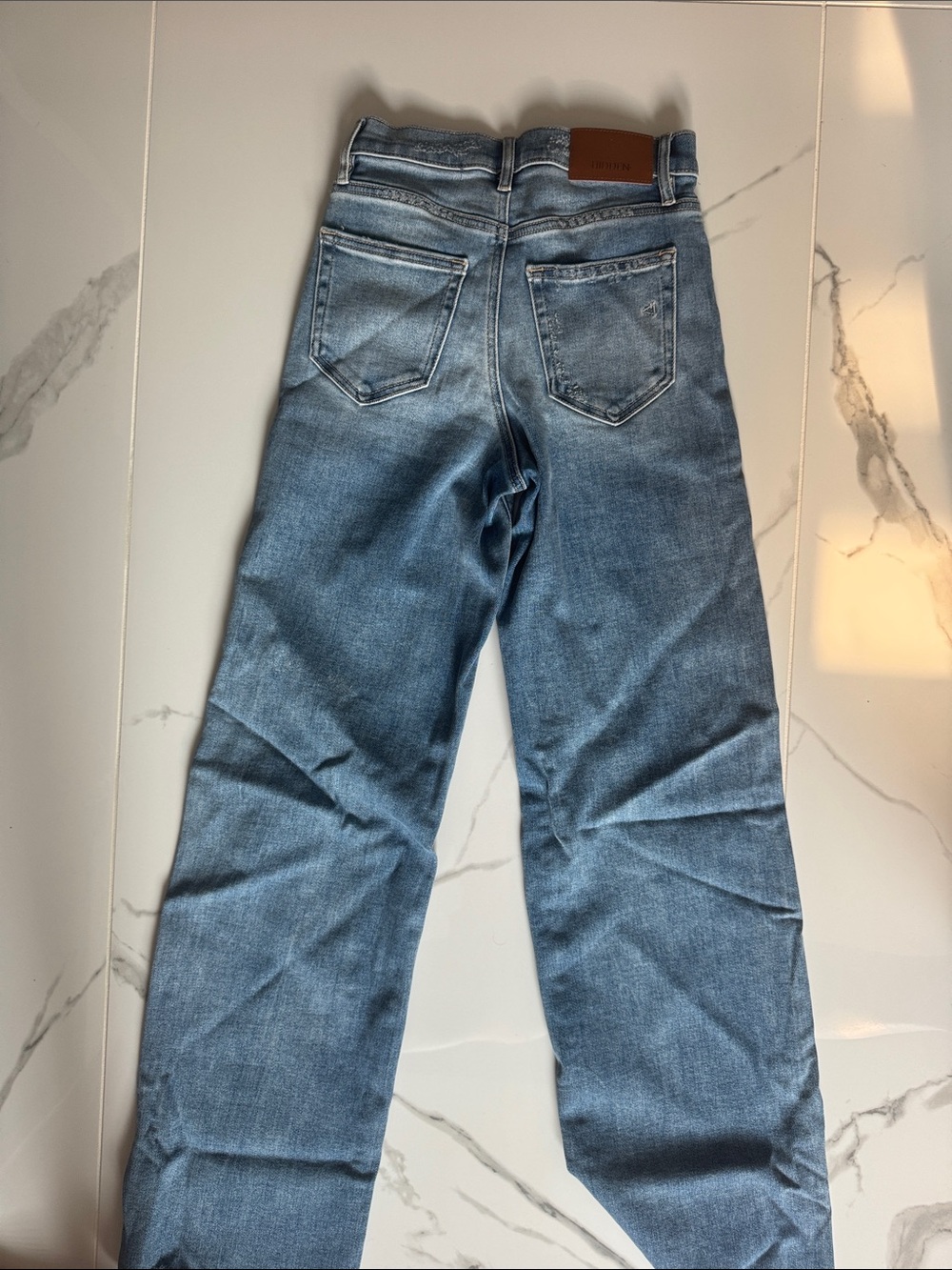 Women's Blue Distressed Wide-Leg Jeans - Picture 3 of 3